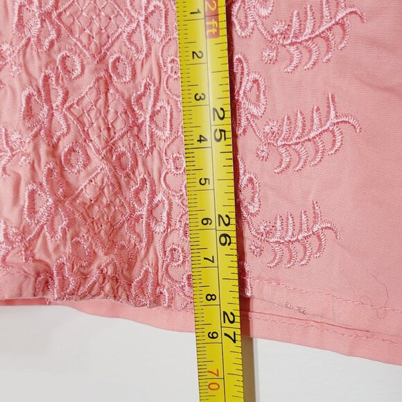 Moffi International Vintag Pink Cotton Blend Embroidered Button-Up Shirt Size XL - Picture 7 of 9